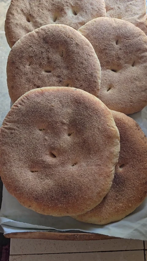 Fresh Moroccan Bread After Baking in Traditional Oven. Stock Footage 341757113