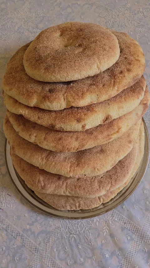 Fresh Moroccan Traditional Bread After Baking. Stock Footage 341990151
