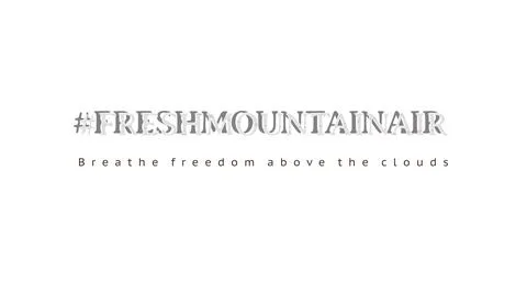 FRESH MOUNTAIN AIR isolated display type artwork with muted gray silhouette shad 库存插图