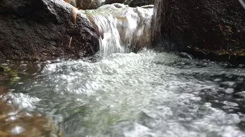 Fresh Mountain Stream Flowing Through Rocks – Natural Water Scene Stock Footage 330552149