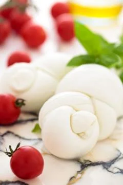 Fresh mozzarella. Stock Photos