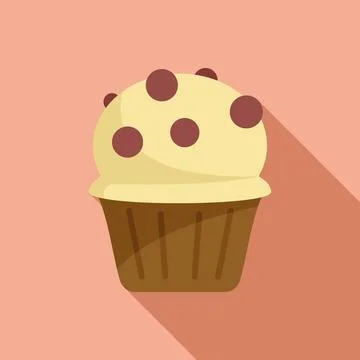 Fresh muffin icon flat vector. Food bread Stock Illustration