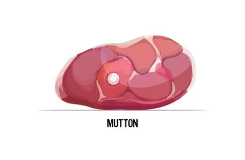 Fresh mutton steak raw meat isolated on white background horizontal Illustrazione stock