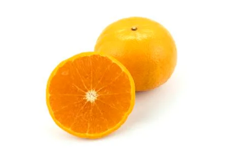 Fresh navel oranges isolated on white background. Save with clipping path. Stock Photos