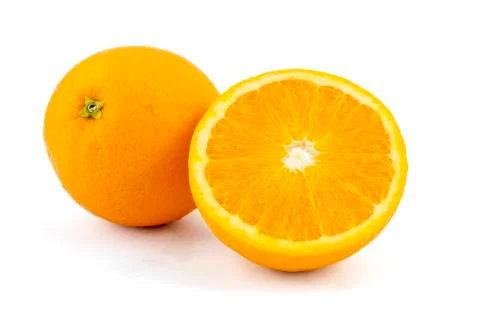 Fresh navel oranges isolated on white background. Save with clipping path. Stock Photos