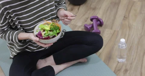 Fresh, nutritious salad held in a person's hands. Stock Footage 315377642