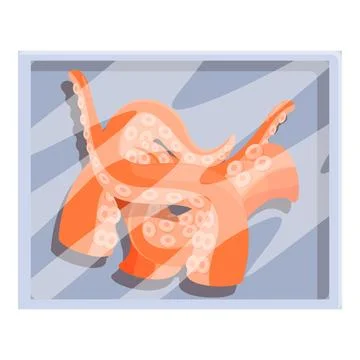 Fresh octopus tentacles packaged for retail displaying vibrant orange color Stock Illustration