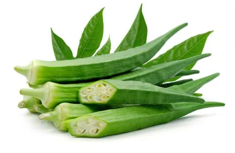 Fresh okra isolated on white background Stock Photos