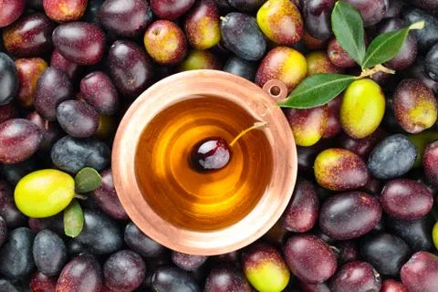 Fresh olives background. Stock Photos