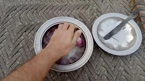 Fresh Onion Being Washed Under Running Water Stock Footage 346339535