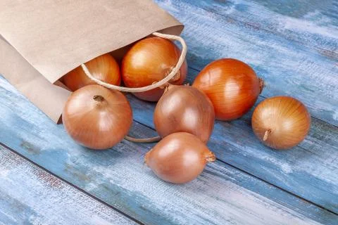 Fresh onions on the table Stock Photos
