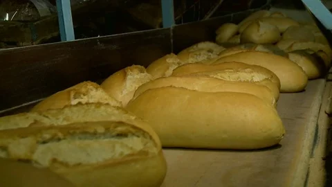 Fresh only baked bread Stock Footage 73699625