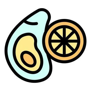 Fresh opened oyster with lemon slice, seafood delicacy icon Stock Illustration