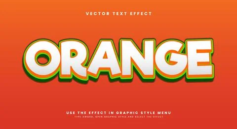 Fresh Orange 3D editable text effect Template Stock Illustration