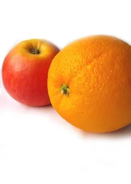 Fresh orange and apple Stock Photos