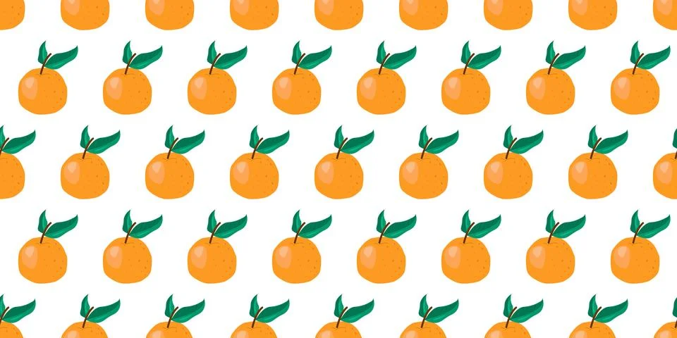 Fresh Orange Fruit Seamless Pattern Stock Illustration
