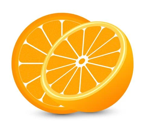 Fresh orange fruit slice isolated on white background. Vector fruit design. Stock Illustration