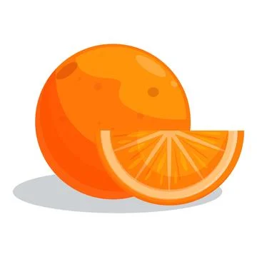Fresh orange fruit with slice showing juicy pulp Illustrazione stock