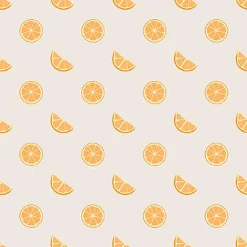 Fresh orange fruit slices creating seamless pattern background Stock Illustration