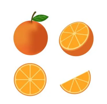 Fresh orange fruit vector isolated set on white background - Vector illustration Illustrazione stock