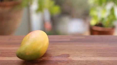 Fresh orange green mango spin healthy summer vegetarian vegetables salad Stock Footage 73659247