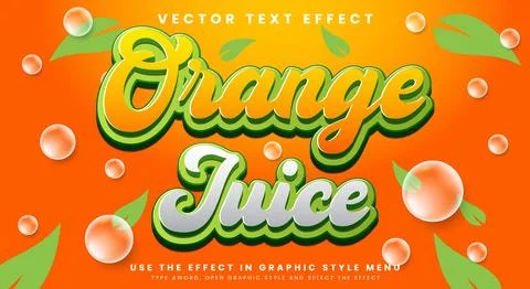 Fresh Orange Juice editable text effect Template Stock Illustration
