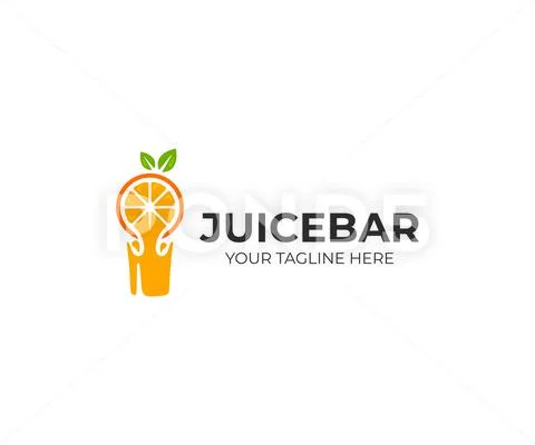 Fresh Orange Juice Logo Design. Fresh Fruit Drink Vector Design 