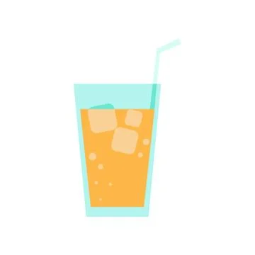Fresh Orange Juice Simple Flat Illustration Stock Illustration