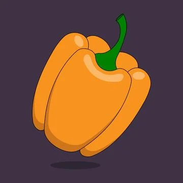 Fresh orange pepper with vector illustration. Stock Illustration