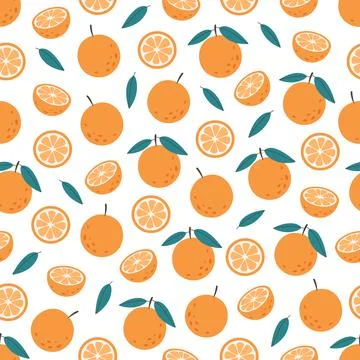 Fresh orange seamless pattern. Citrus fruit seamless pattern. Healthy food. Stock Illustration