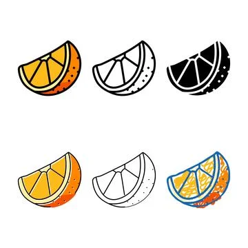 Fresh orange slice color variants icon vector Stock Illustration