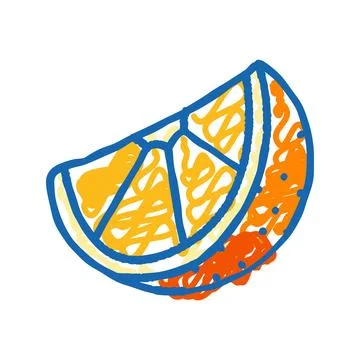 Fresh orange slice icon doodle illustration Stock Illustration