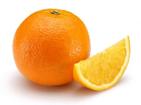 Fresh orange with slice isolated Stock Photos