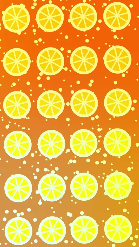 Fresh Orange Slices Pattern Animation with Fizzy Bubbles Background Stock Footage 333683316
