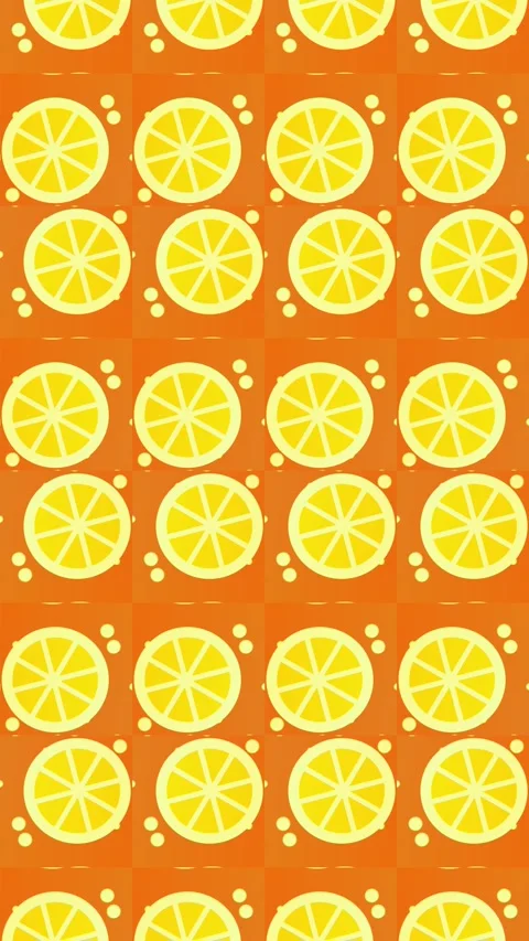 Fresh Orange Slices Pattern Animation with Fizzy Bubbles Background Stock Footage 335568518