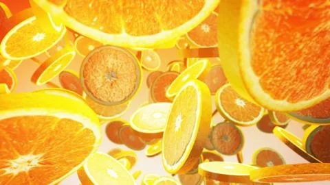 Fresh orange on yellow background. Stock Illustration