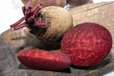 Fresh organic beet, beetroot. Red beets or beetroots on wooden background Stock Photos