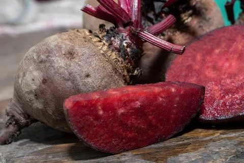 Fresh organic beet, beetroot. Red beets or beetroots on wooden background Stock Photos