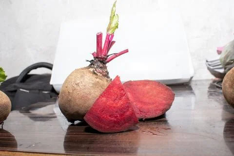 Fresh organic beet, beetroot. Red beets or beetroots on wooden background Stock Photos