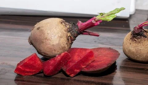 Fresh organic beet, beetroot. Red beets or beetroots on wooden background 写真素材