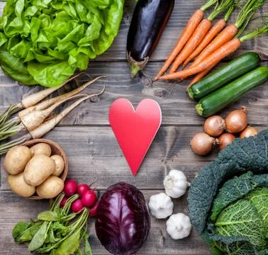 Fresh organic bio vegetables on wooden background Stock Photos