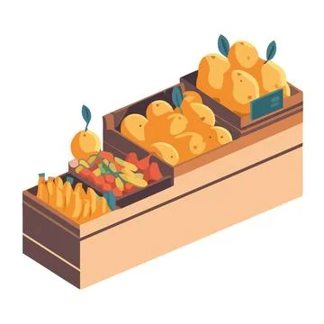 Fresh organic fruit and vegetable meal delivery package Stock Illustration