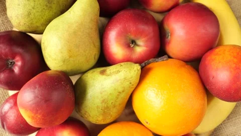 Fresh organic fruit assortment rotating slowly Stock-Footage 335436084