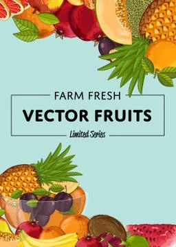 Fresh organic fruit vector poster Stock Illustration