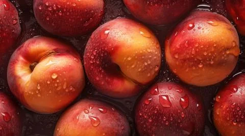 Fresh Organic Nectarine Fruit Horizontal Background. Illustrazione stock