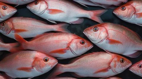 Fresh Organic Snapper Fish Horizontal Background. Stock Illustration