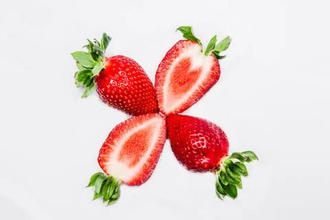 Fresh organic strawberry isolated on white background Stock Photos