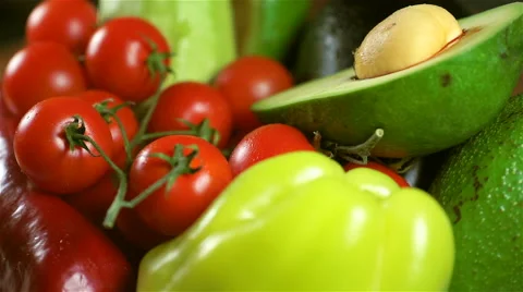 Fresh Organic Vegetables on Turntable Stock Footage 62949136