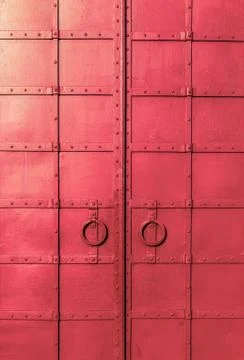 Fresh painted old riveted double door Photos