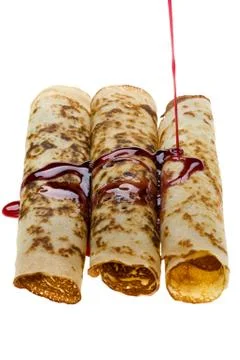 Fresh pancake with jam Foto stock